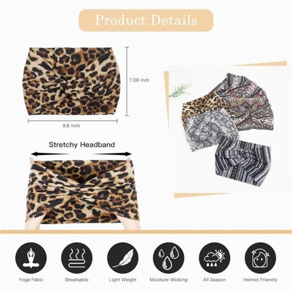 6 Wide Headbands for Women, 7\'\' Extra Large Turban Headband Boho main image 5